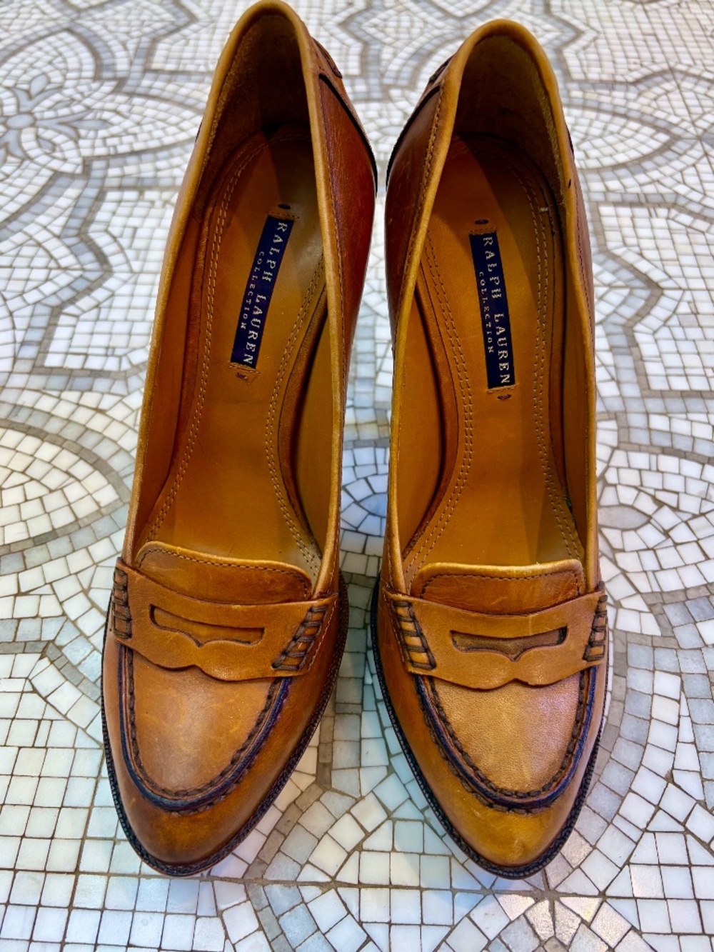 Ralph Lauren Collection purple label leather platform loafer style pump 8.5